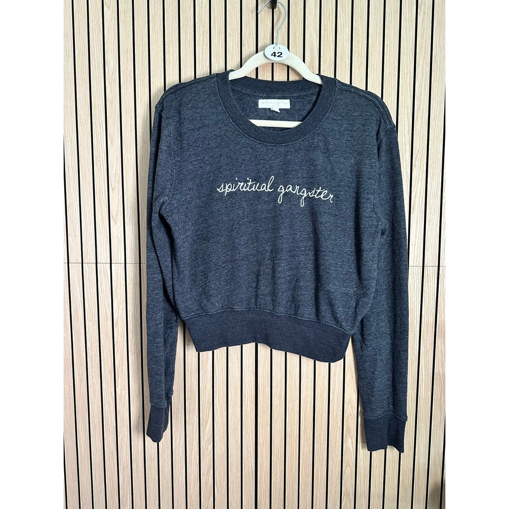042 Spiritual Gangster Womens Cropped Sweatshirt Charcoal Heather Gray(XS, EUC),